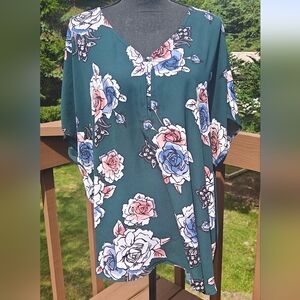 Maurices Emerald Green Floral Blouse
